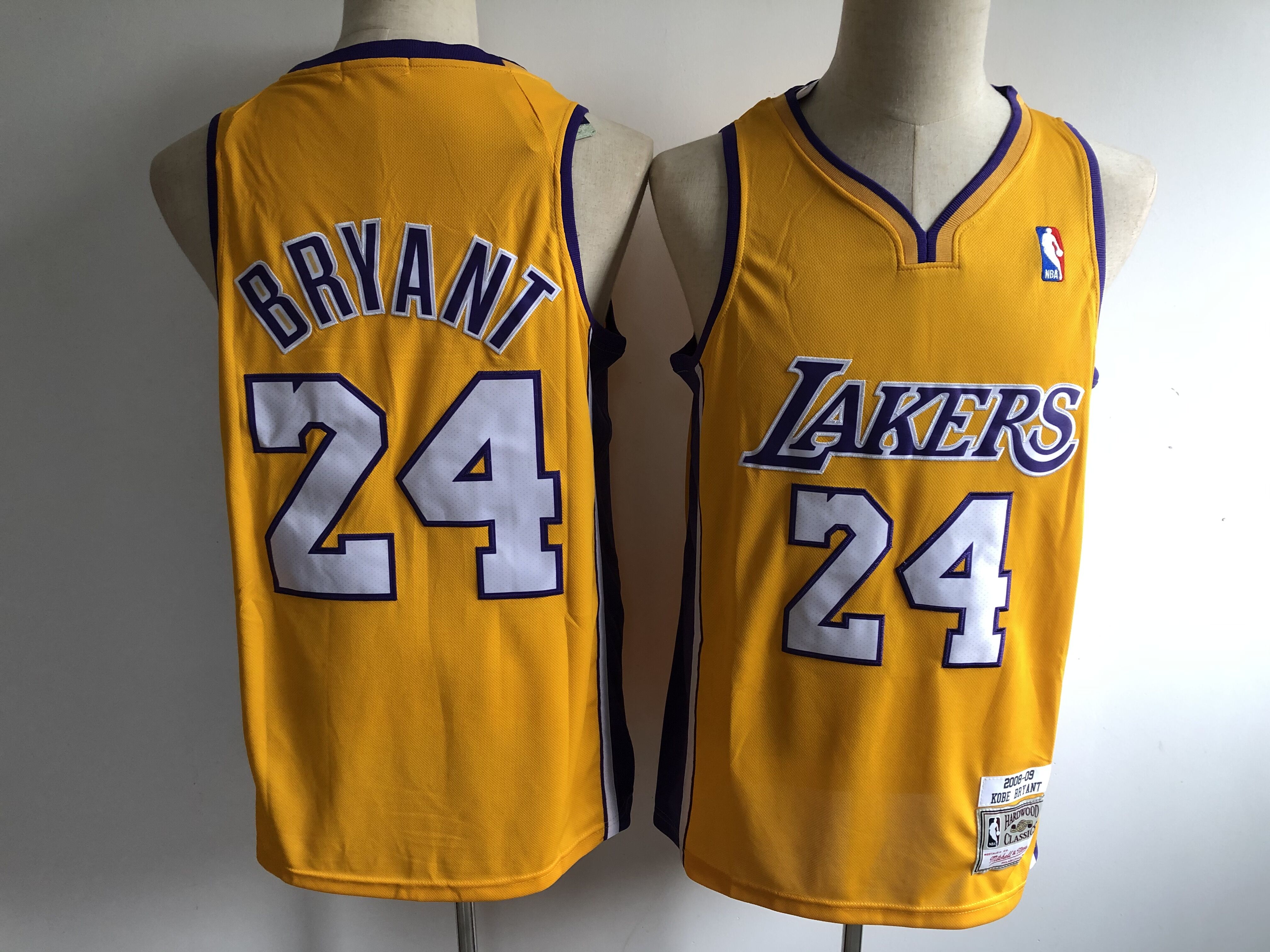 Cheap Wholesale Men Los Angeles Lakers 24 Bryant Yellow V Neck Nike NBA throwback Jerseys